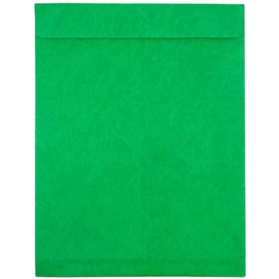 JAM Paper 10 x 13 Tyvek Tear-Proof Open End Catalog Envelopes Green V021379