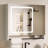MaseiKar Lighted Bathroom Medicine Cabinet with Mirror, Wall-Mounted Bathroom Wall Cabinet with Mirror Doors, Adjustable Shelves, Towel Bar, White - 4 of 4