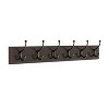 Wall Hook Rail - Mounted Hanging Rack with 6 Hooks for Entryway, Hallway, or Bedroom - Storage Solution for Coats, Towels, Bags by Lavish Home (Brown) - 2 of 4