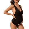 Coolmee Women's Maternity One Piece Swimsuit Deep V Neck Back Cross Knot  Bathing Suit Black M - 4 of 4