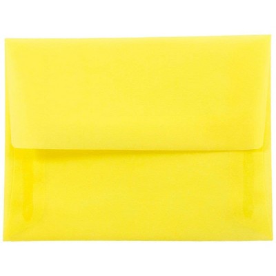 JAM Paper A2 Translucent Vellum Invitation Envelopes 4.375x5.75 Primary Yellow PACV606H