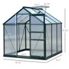 6' x 6' Greenhouse for Outdoors, Polycarbonate Greenhouse with Rain Gutter and Roof Vent, Aluminum Walk-in Green Houses for Outside - 3 of 4