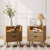 WOWLIVE Nightstand for Bedroom with LED Lights & Charging Station, Bedside Table with 2 Drawers and an Open Shelf - 2 of 4
