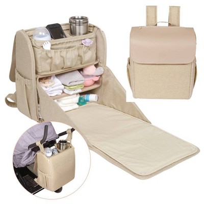 Lulyboo Diaper Bag/Changing Station with Removable Stroller Cady - Oat