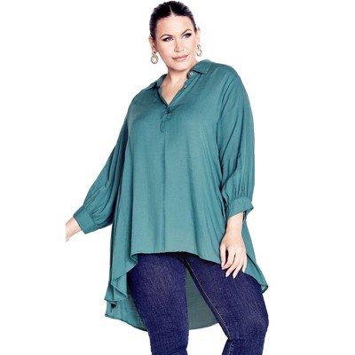 Avenue Women's Plus Size Athena Blouse - 20, Teal