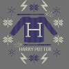 Harry Potter Men's Blue Christmas Swetter Pattern Short Sleeve Graphic Cotton T-Shirt - 2 of 3