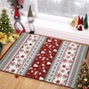 Christmas Washable Area Rug, Non Slip Low Pile Holiday Living Room Bedroom Carpet with Rubber Backing Accent Rug, Red - 3 of 4