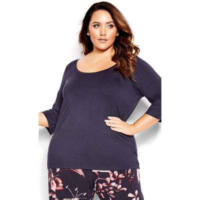 Women's Plus Size 3/4 Sleep Top - french navy | CITY CHIC