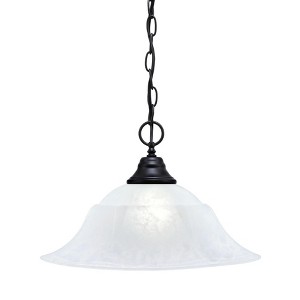 Toltec Lighting Any 1 - Light Pendant in  Matte Black with 16" White Marble  Shade - 1 of 1