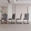 SKRAN Modern Dining Chairs,PU Faux Leather High Back Upholstered Side Chair for Dining Room Kitchen Vanity Patio Club Guest (Grey+PU) - 2 of 4