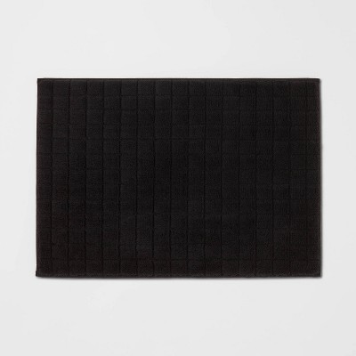 17"x24" Velveteen Grid Cushion Foam Bath Rug Black - Room Essentials™: Memory Foam, Machine Washable, PVC Backed