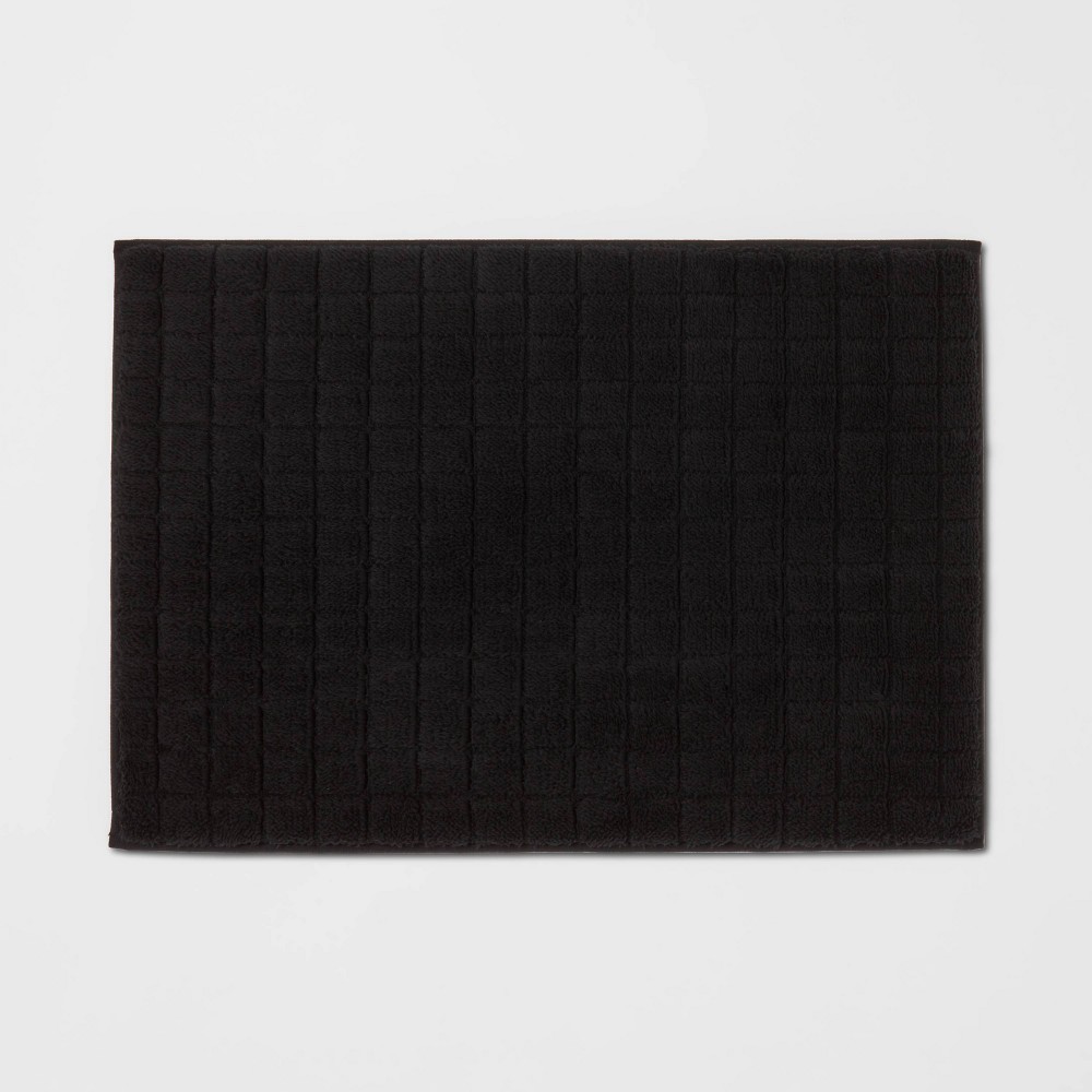  Velveteen Grid Memory Foam Bath Rug Black