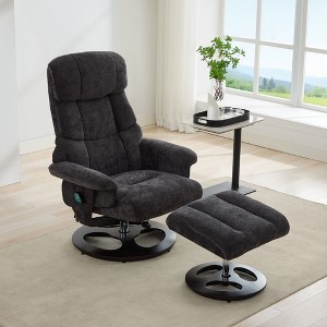 Okak Modern Chenille Adjustable Recliner Swivel Lounge Chair with Ottoman Footstool,Leisure Accent Chair for Living Rooms,Relaxation Areas - 1 of 4
