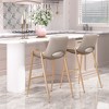 Faux-Leather Counter Stool 35.6" H Beige Gold Finish with Steel Legs by Zuo Modern (Set of 2) - 3 of 4