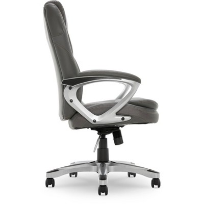 ErgoExec High-Back Swivel Executive Chair in Light Gray Mesh & Faux Leather
