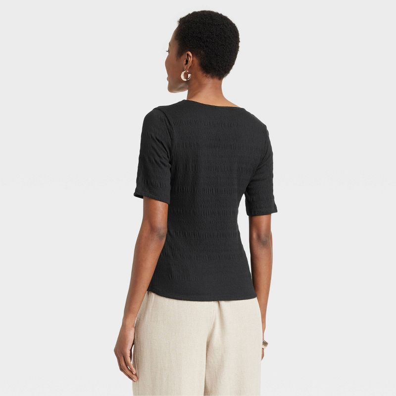 Women's Elbow Sleeve Scoop Neck T-Shirt - A New Day™, 3 of 5