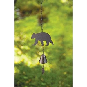 Manual Woodworkers and Weavers Black Bear Wind Bell, 27 Inches Tall, Resin Wildlife Outdoor Chime with Pinecone Accents and Rustic Forest Charm - 1 of 3