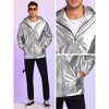INSPIRE CHIC Men's Solid Zipper Sparkle Shiny Holographic Hooded Metallic Jacket - 4 of 4