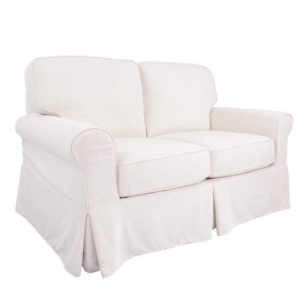 Ashton Loveseat Ivory: Removable Washable Slipcover, Polyester Upholstery - OSP Home Furnishings