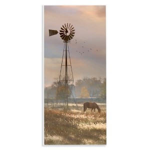 Stupell Industries Grazing Horse Rural Windmill Pasture Wall Plaque Art, 7" x 17" - 1 of 4