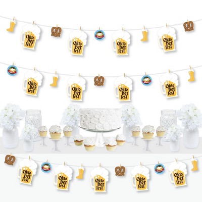 Big Dot of Happiness Oktoberfest - Beer Festival DIY Decorations - Clothespin Garland Banner - 44 Pieces