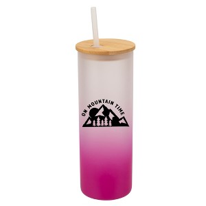 Elanze Designs On Mountain Time Summer Vibes Wrap-Around Design 25 Ounce Frosted Gradient Glass On-The-Go Coffee Travel Skinny Tumbler Mug Cup, Bamboo - 1 of 1