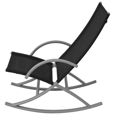 Black Steel Frame Modern Outdoor Rocking Chair Set