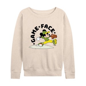 Women's - Disney - Game Face Baseball Lightweight French Terry Wide Neck Long Sleeve Shirt - 1 of 4