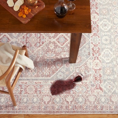 Brown and Grey Medallion Washable Polyester Area Rug