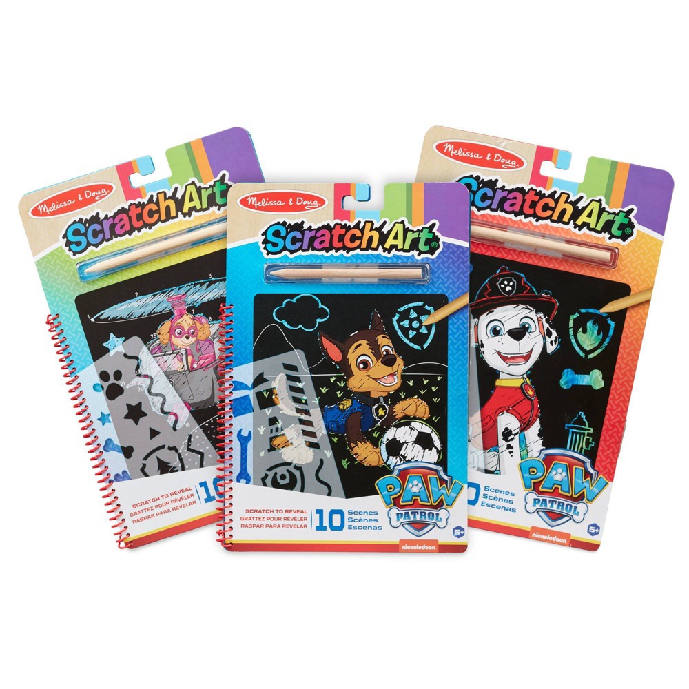 Melissa & Doug PAW Patrol Scratch Art 3pk - Chase, Skye, Marshall Color Reveal Travel Activity Pads