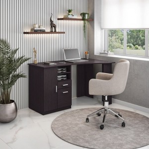 NicBex Home Office Desk 51.25" L Morden Writing Desk with 2 Drawers, 1 Cabinet, 2 Open Shelves, Wooden Desktop and Legs for Study and Work - 1 of 4