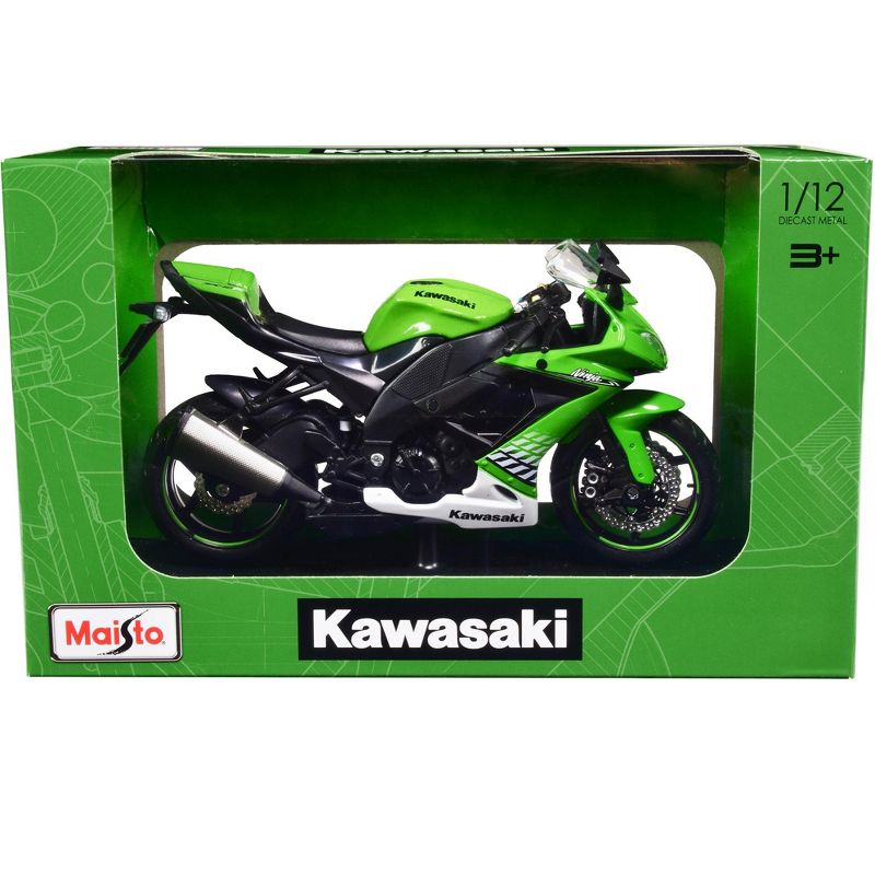 2010 Kawasaki Ninja ZX-10R Green with Plastic Display Stand 1/12 Diecast Motorcycle Model by Maisto, 2 of 4