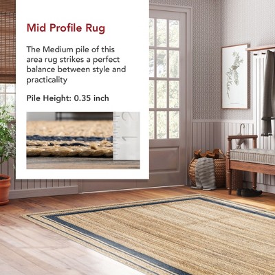 Handmade Natural Jute Area Rug with Navy Border