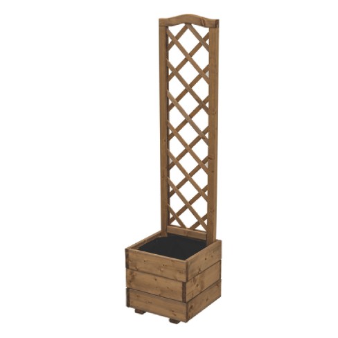 Scalloped Top Planter Box with Diamond Trellis – FSC-Certified Timber, Eco-Friendly, Includes Liner - image 1 of 4