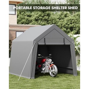 Carport Storage Shed,Portable Garage with Roll-up Zipper Door,Heavy Duty Waterproof Tarp,Storage for Motorcycle,Bike, Firewood,Garden Tools - 1 of 4