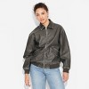 Women's Faux Leather Bomber Jacket - Wild Fable™ Black - 2 of 3