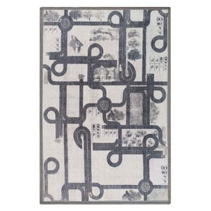 Country Road Non-Slip Kids Playroom Nursery Washable Indoor Area Rug by Blue Nile Mills - 1 of 4