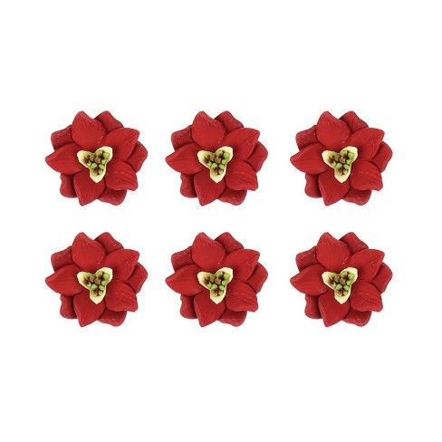 O'creme Mini Red Poinsettia Gumpaste Flowers - Set Of 6 : Target