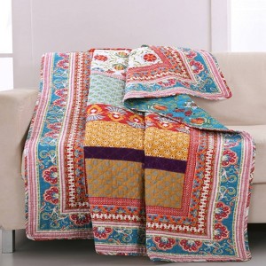 Greenland Home Fashions 50"x60" Thalia Throw Blanket: Quilted Multicolor Abstract Woven Cotton & Polyester - 1 of 3