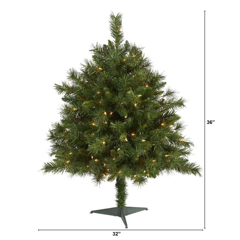 Nearly Natural 3-ft Wyoming Mixed Pine Artificial Christmas Tree with 150 Clear Lights and 270 Bendable Branches, 2 of 8