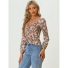 INSPIRE CHIC Women's Crisscross Halter Neck Cut Out Long Sleeve Floral Keyhole Blouse - 3 of 4
