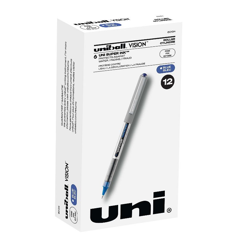 Uni Vision Rollerball Pen Fine Point Blue Ink Dozen (60134), 1 of 10