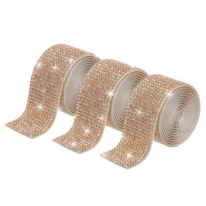 Unique Bargains Self-Adhesive DIY Crafts Decorations Crystal Rhinestone Diamond Ribbon 3 Rolls - 1 of 4