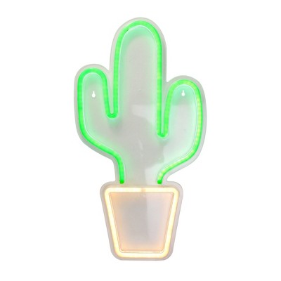 Northlight 18.5" Neon Style LED Lighted Cactus Window Silhouette Sign - Green/Warm White