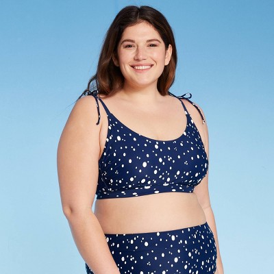 Women's Plus Size Bikini Top - Kona Sol™ Navy Dot Print 14W
