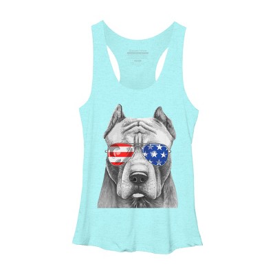 Women's Design By Humans American Pitbull With Sunglasses By Racerback Tank Top