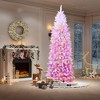 Snow Flocked Pencil Christmas Tree - 100 Dual-Color LEDs, 320 Branch Tips w/ Metal Stand - 3 of 4