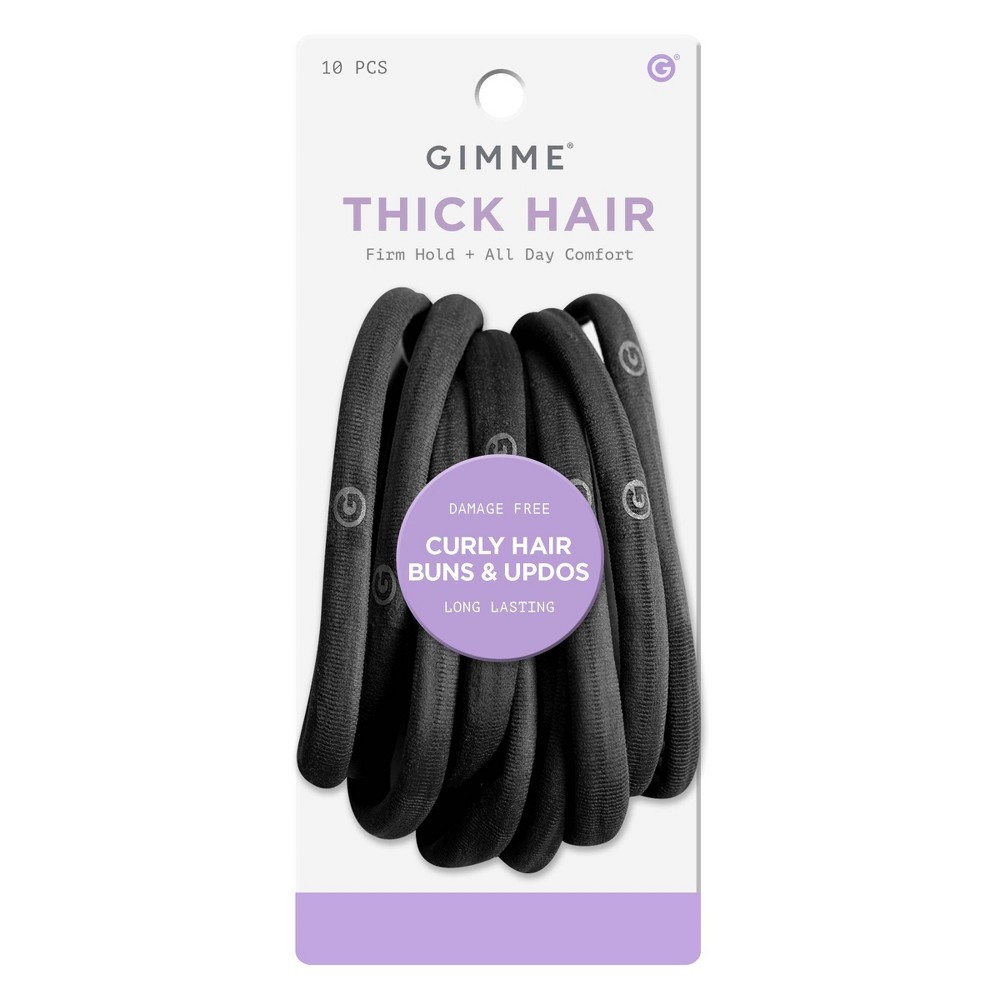 Photos - Hair Styling Product Gimme Beauty Mega Hair Tie Bands - Black - 10ct