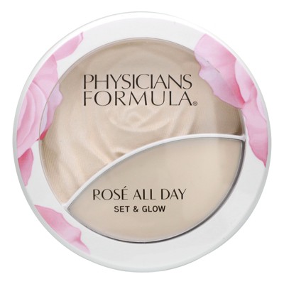 Physicians Formula Rosé All Day, Set & Glow, Illuminating Powder & Dewy Balm, 1711499 Luminous Light, 1 Count
