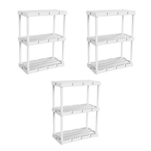 Gracious Living 3 Shelf Storage Unit Organizers for Home or Garage, White (2 Pack)